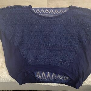 Navy Blue Lace Blouse